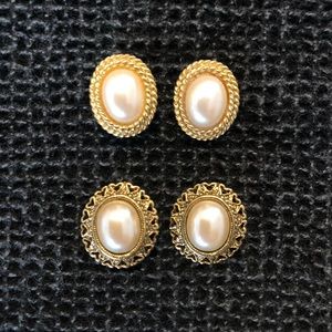 Vintage Sets of Gold and Pearl Earrings